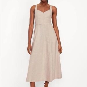 Old Navy Linen Blend Oatmeal Sleeveless Midi Dress